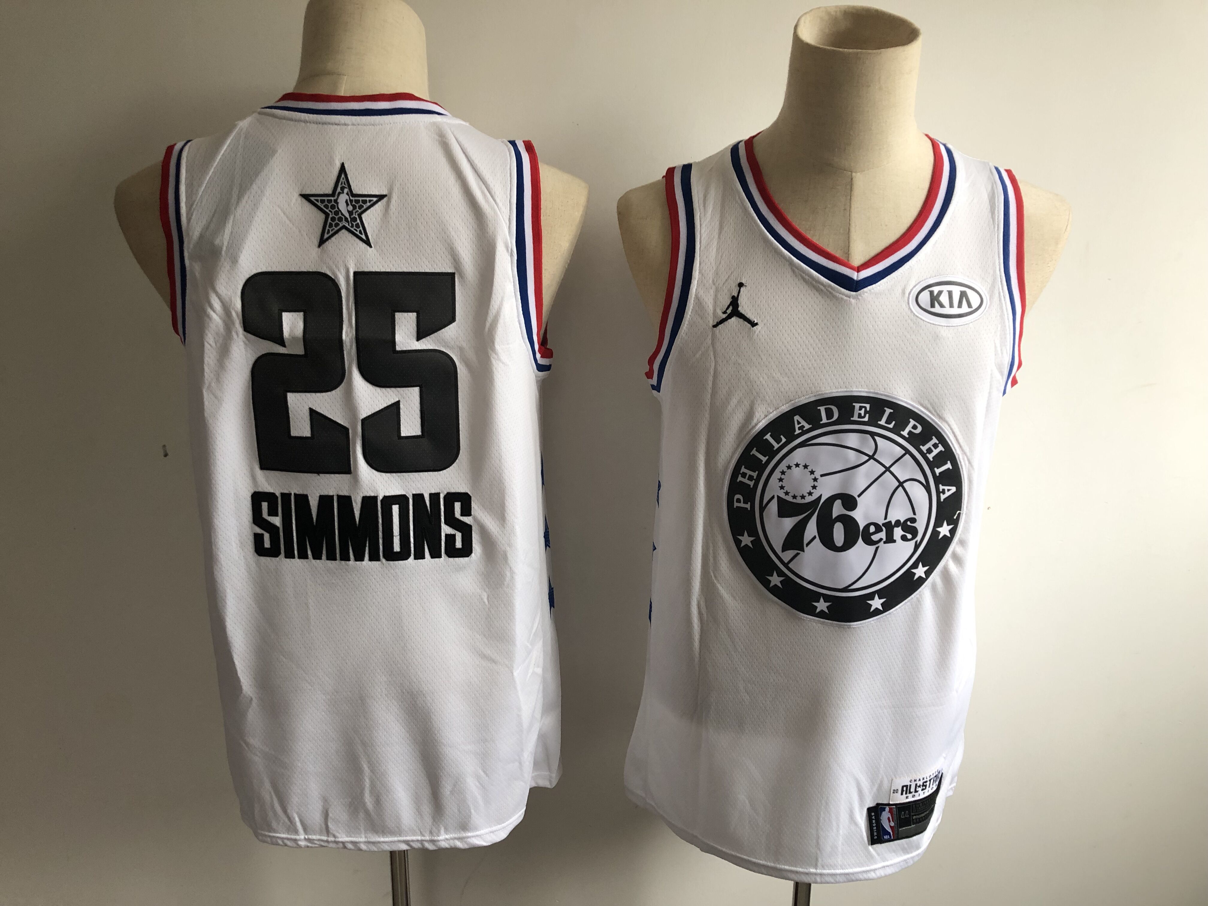 Men Philadelphia 76ers 25 Simmons White 2019 All Star NBA Jerseys